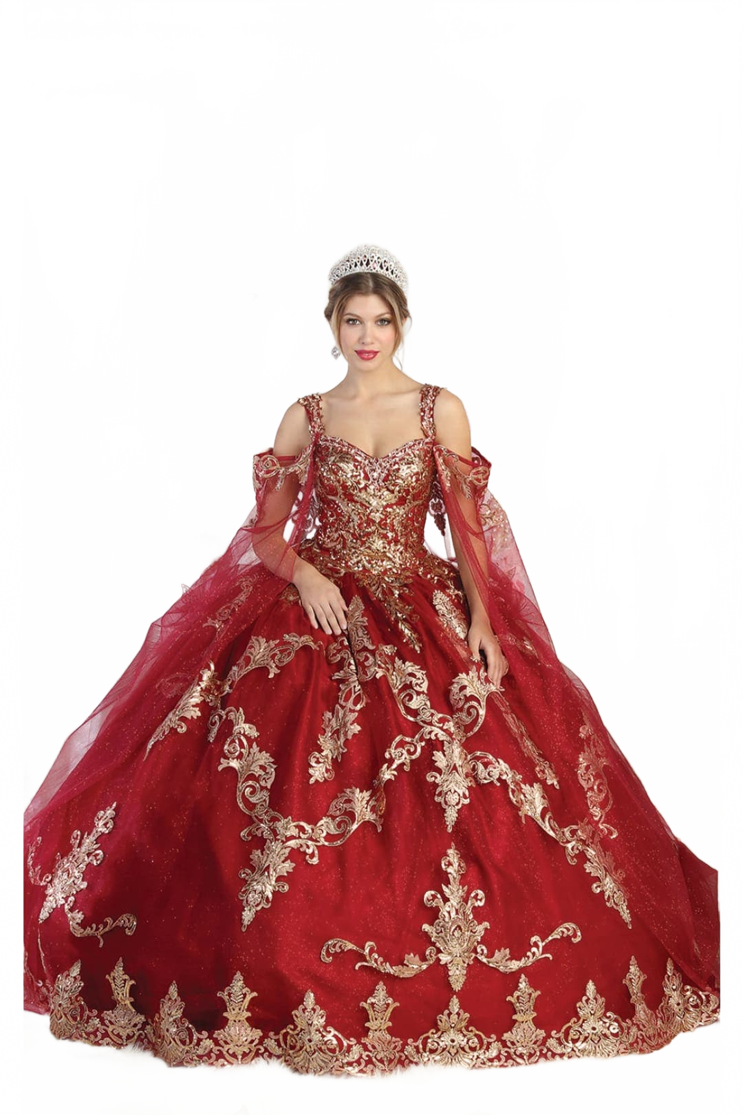 Layla K LK210 Quinceanera Gown with Cape Sleeve