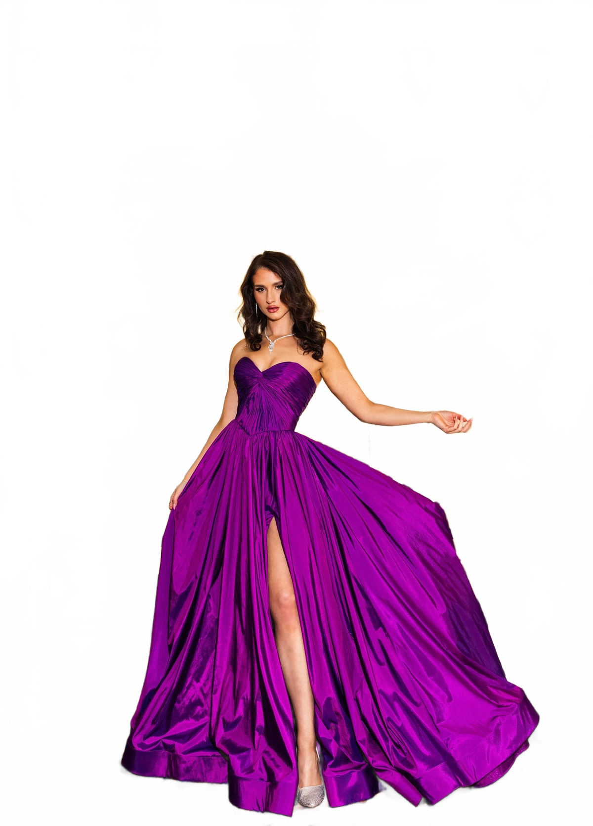 Rachel Allan 70809 Taffeta Strapless A-line Slit Gown