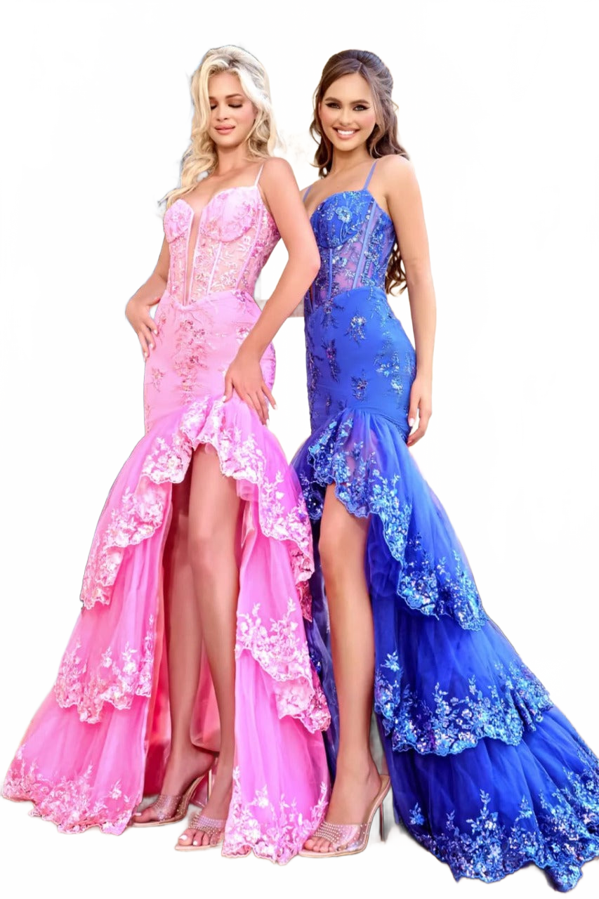Portia and Scarlett PS24409 Ruffled Spaghetti Strap Evening Prom Gown