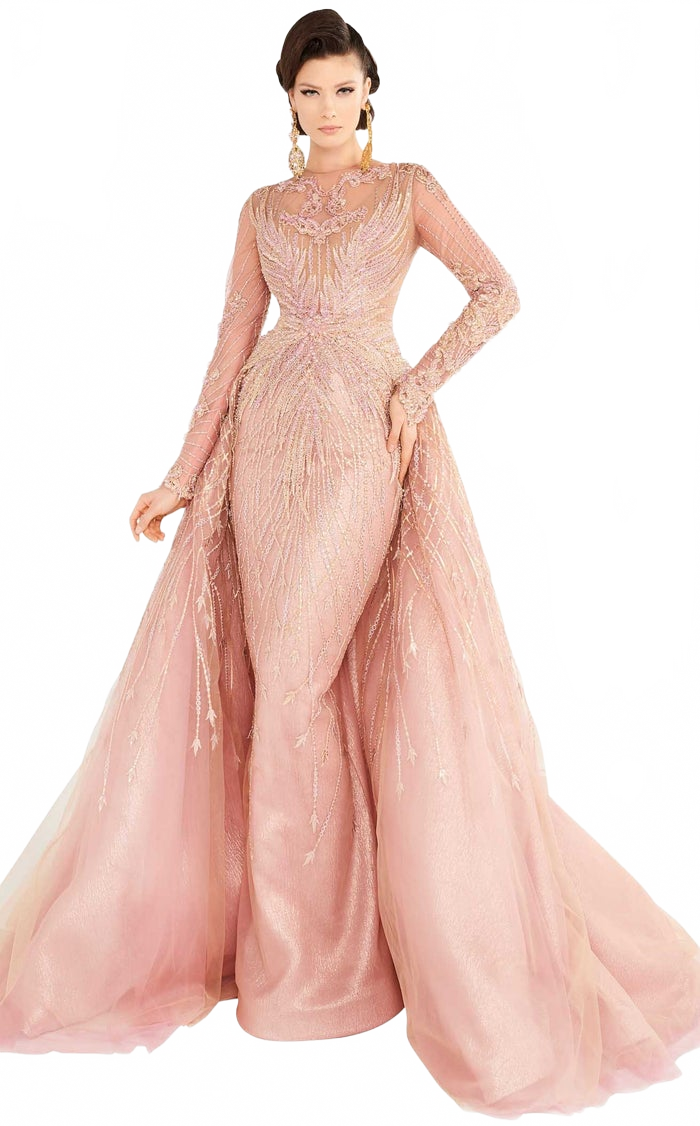 Fouad Sarkis 2559 Light Blue Embellished Mermaid Gown