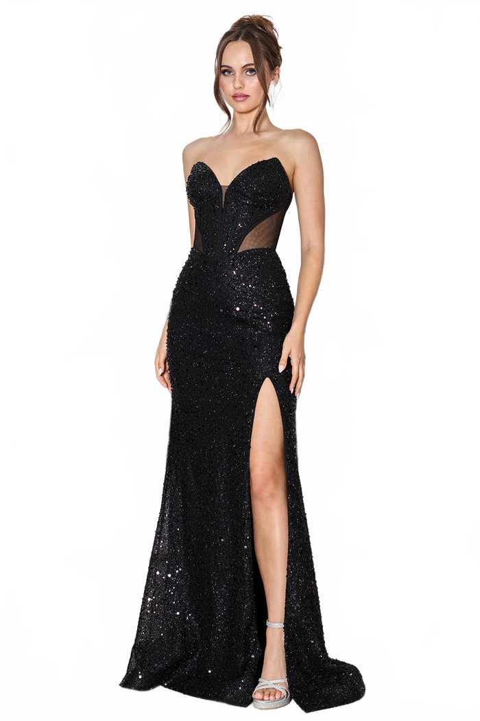 Adora Design 3284 Strapless Sequin Fitted Long Formal Prom Dress