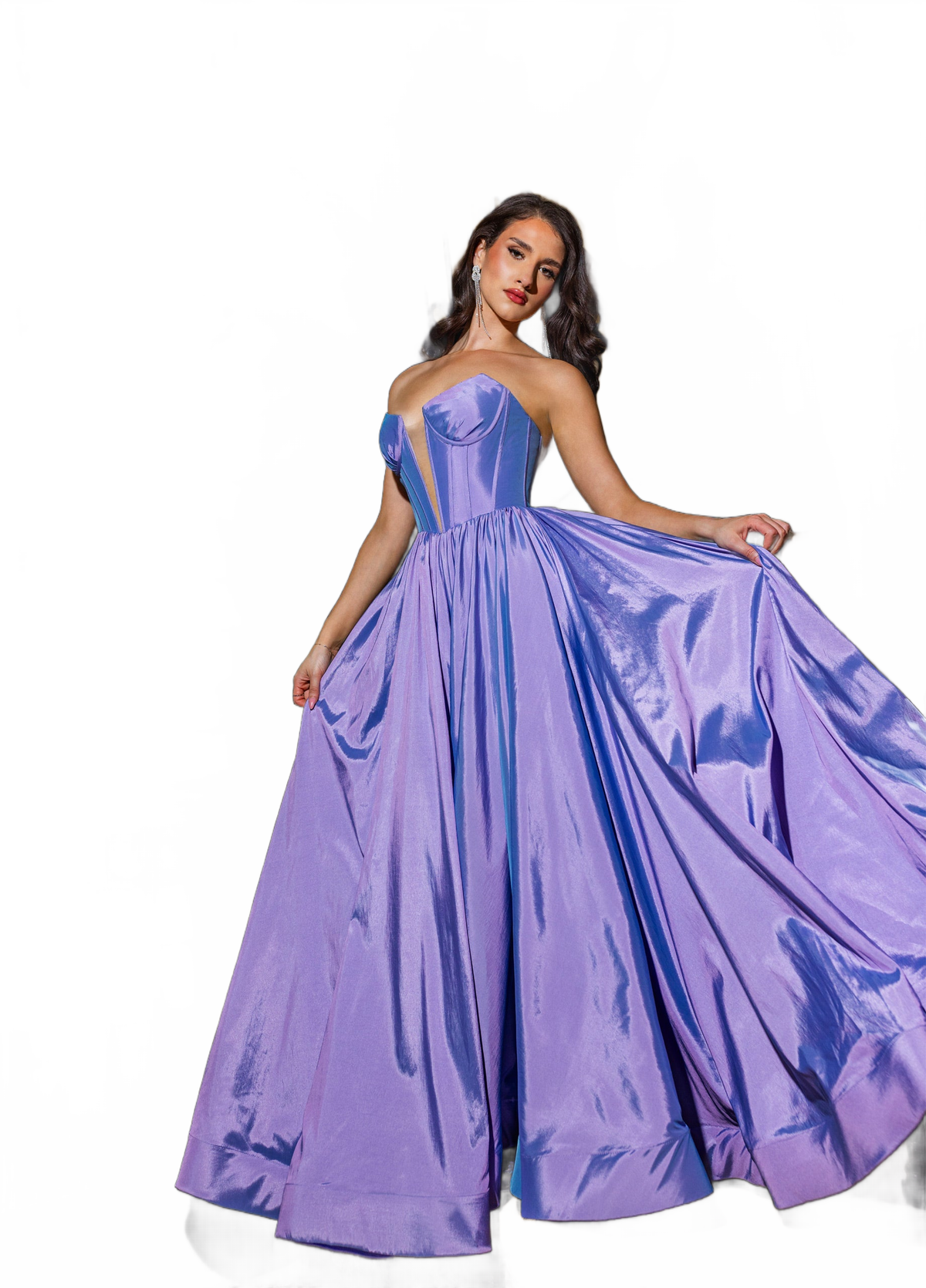 Rachel Allan 70871 Taffeta Corset A-line Slit Gown