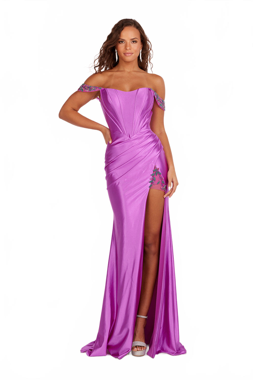 Abby Paris 90206 Off Shoulder Corset Slit Evening Gown