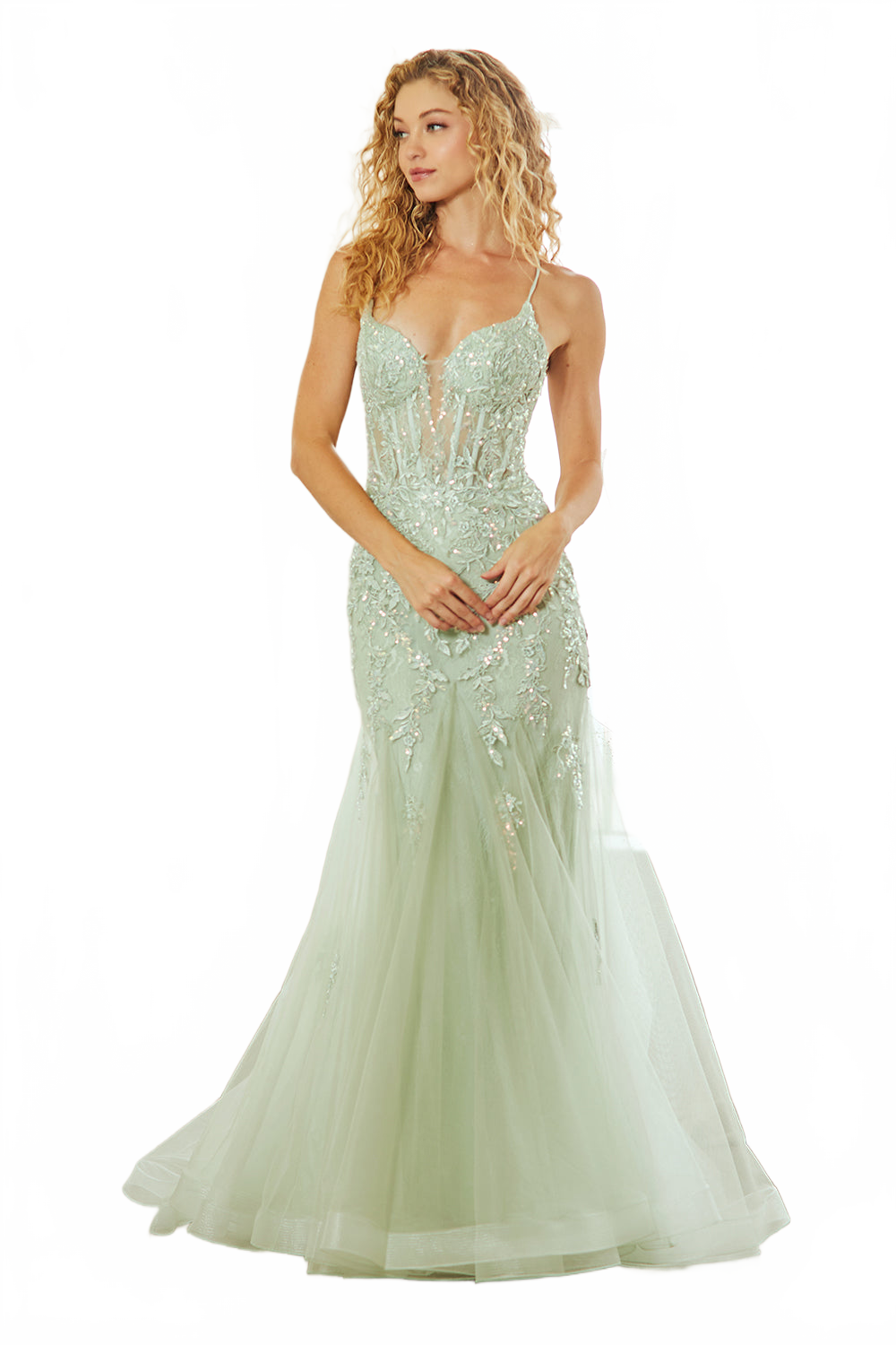 Prom Dress V-Neck Beaded Mermaid Formal Gown By Amelia Couture 2120
