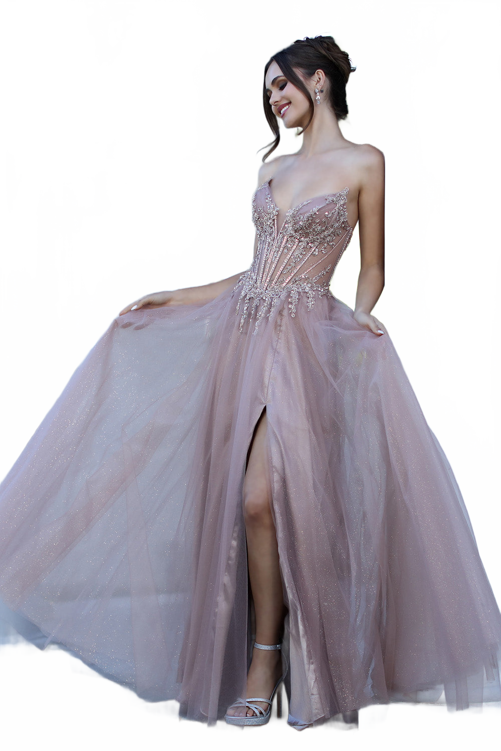 Adora Design 3269 Strapless Beaded A-Line Corset Prom Dress