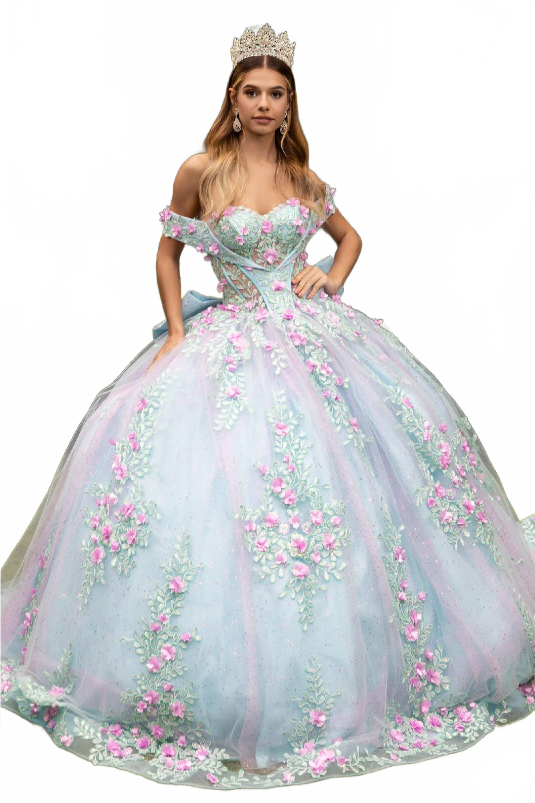 3D Floral Off Shoulder Ball Gown by GLS Gloria GL3523