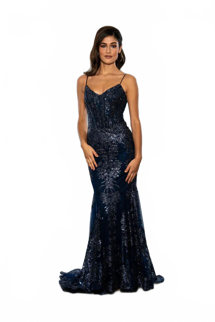 Navy Prom Dress Mermaid Formal Evening Gown Stella Couture 21066