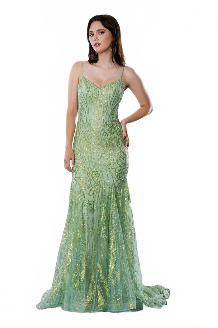 Green Prom Dress Sequins Formal Evening Gown Stella Couture 25105