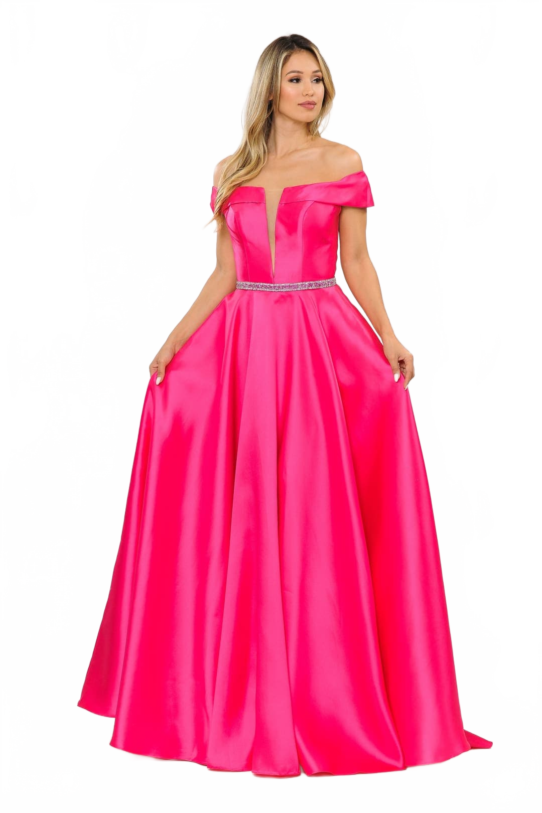 POLY USA 8680 Classy Off The Shoulder Mikado A-Line Bridesmaids Dress