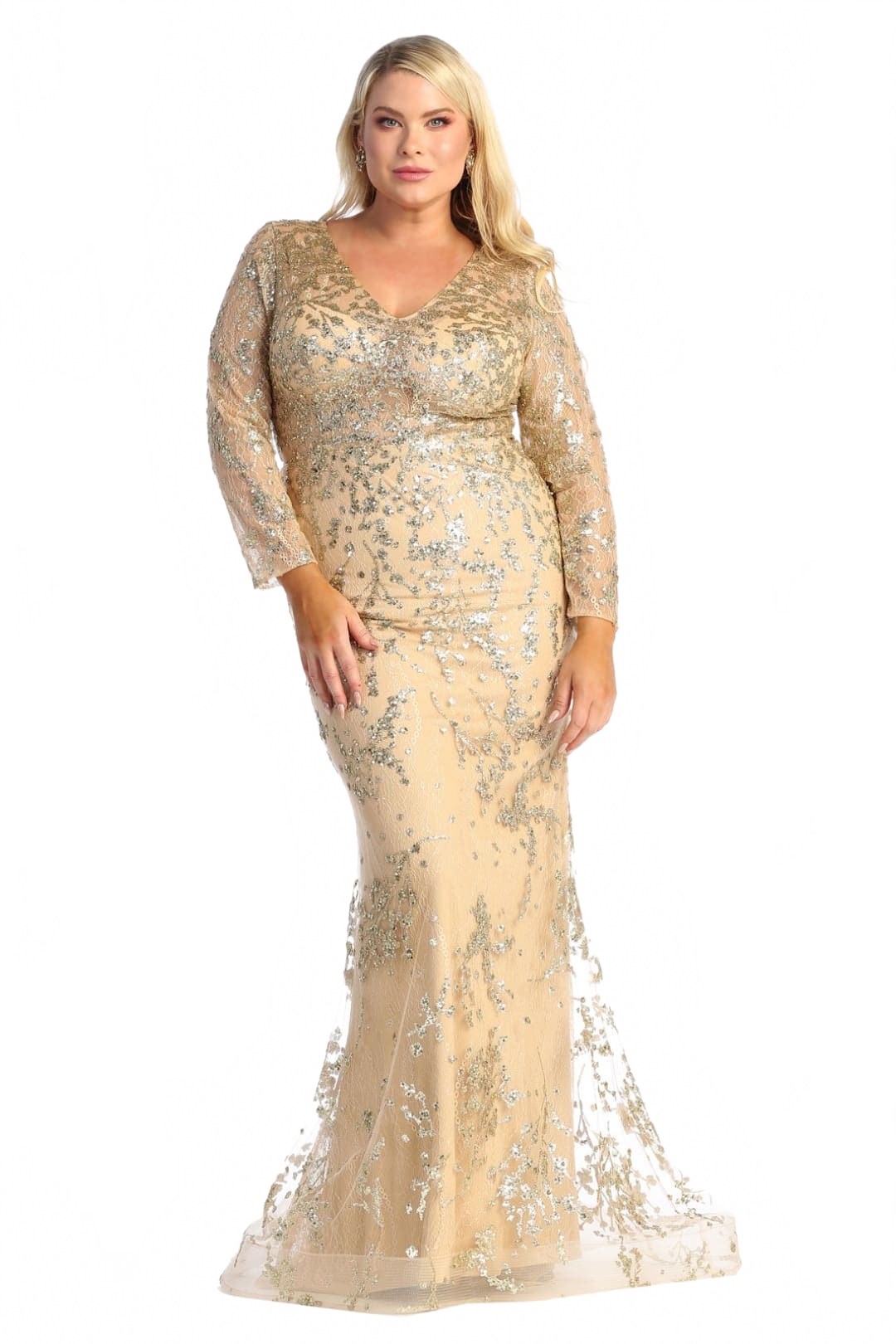 Plus Size Long Evening Gown Maxi Formal Dress for Women By May Queen MQ1850