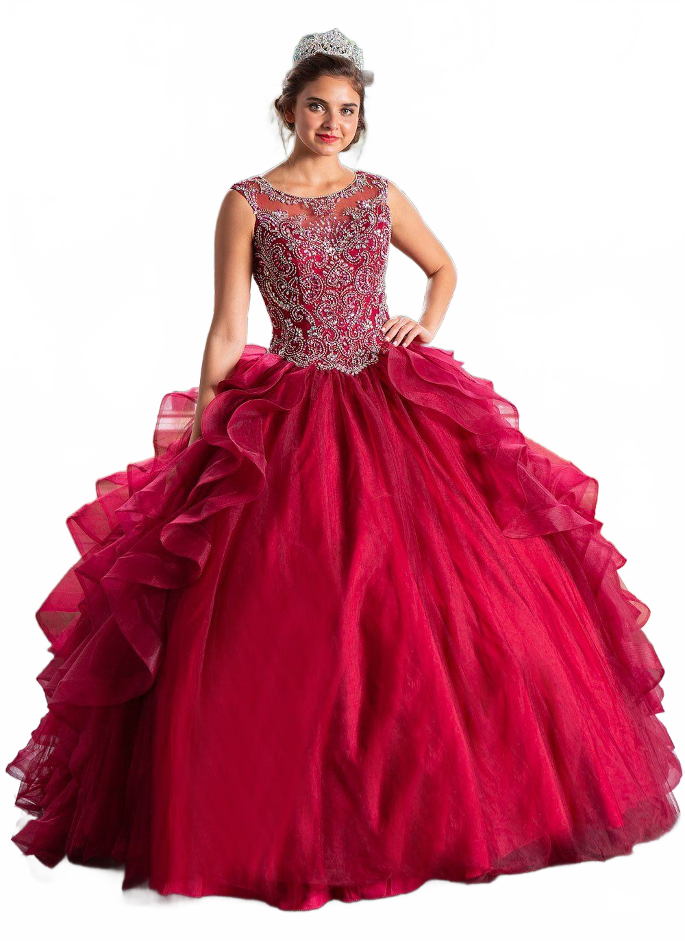 Layered Sleeveless Illusion Quinceanera Dress by Calla KY79288