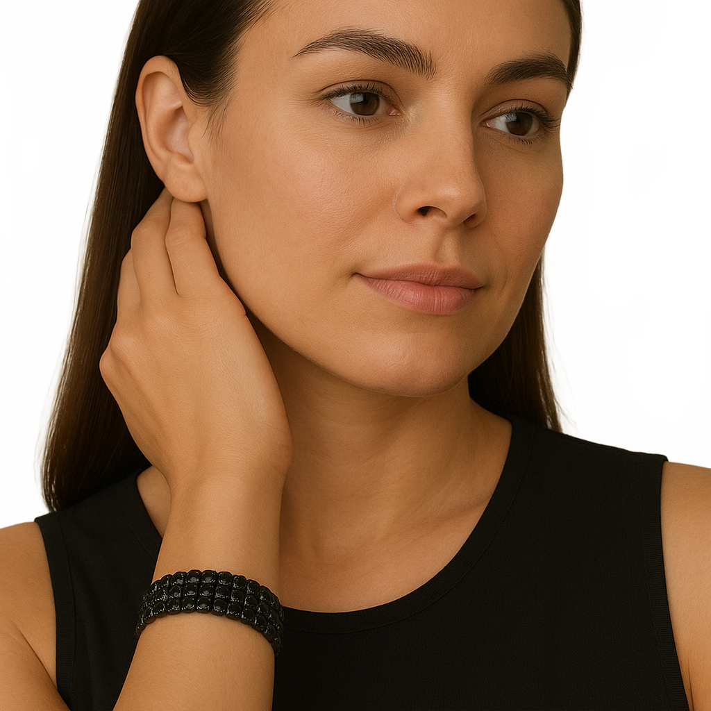 Black Rhinestone Bracelet | Paved Crystal Cuff Accessories