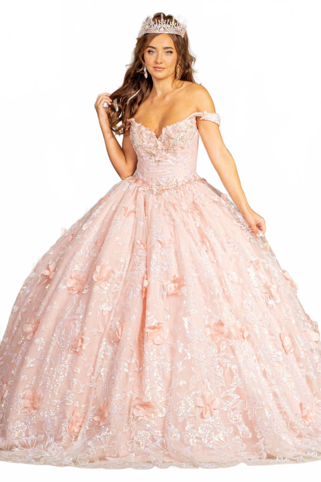 3D Butterfly Sleeveless Ball Gown by Elizabeth K GL3183