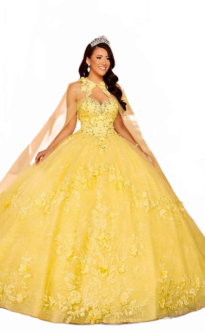 Mary's Bridal MQ2157 3D Floral Cape Quinceanera Dress