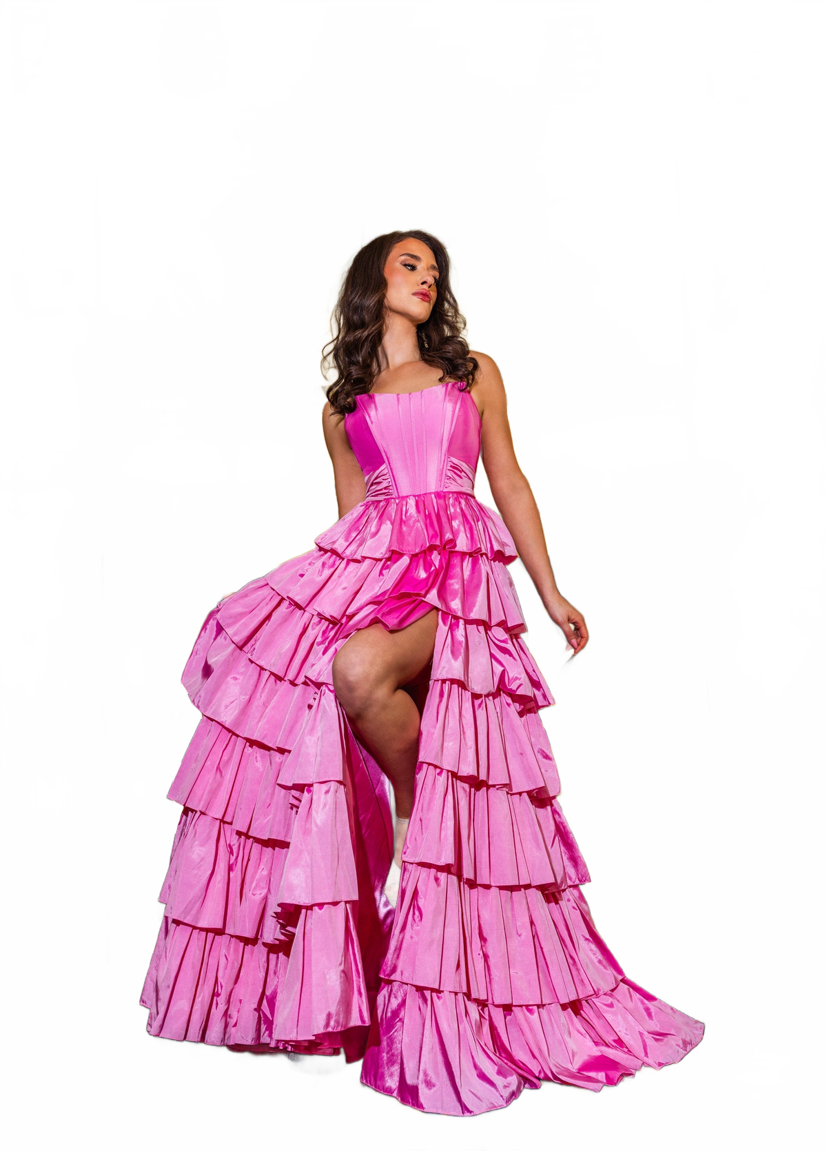 Rachel Allan 70863 Taffeta Sleeveless Tiered Gown