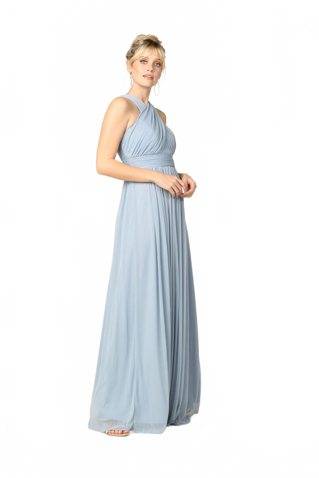 Eva USA 3280 Long Criss Cross Halter Bridesmaids Dress