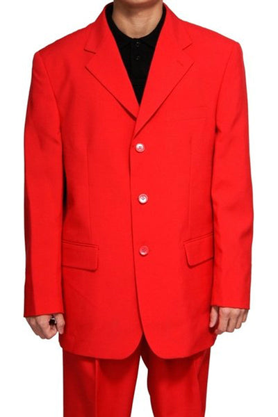 3 Button Red Polyester Fashion Suit for Men