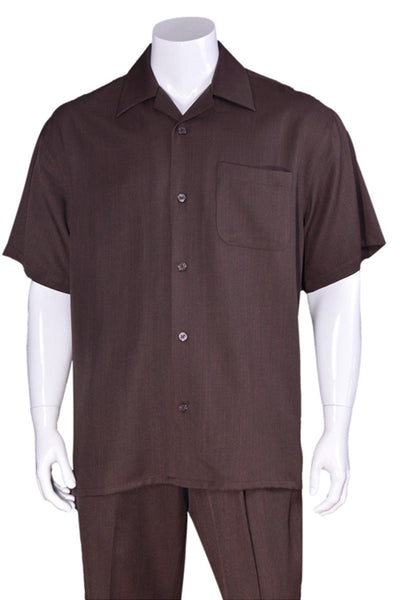 Brown Short Sleeve Summer Walking Suit for Men