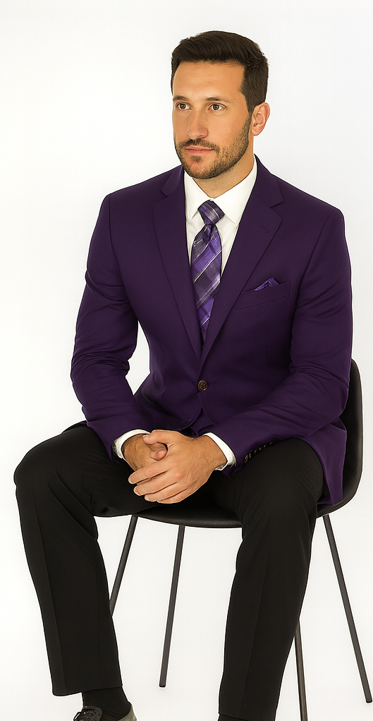 Pacelli Men's Classic Dark Purple Blazer Jacket Blair