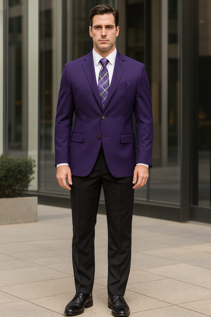Pacelli Men's Classic Dark Purple Blazer Jacket Blair