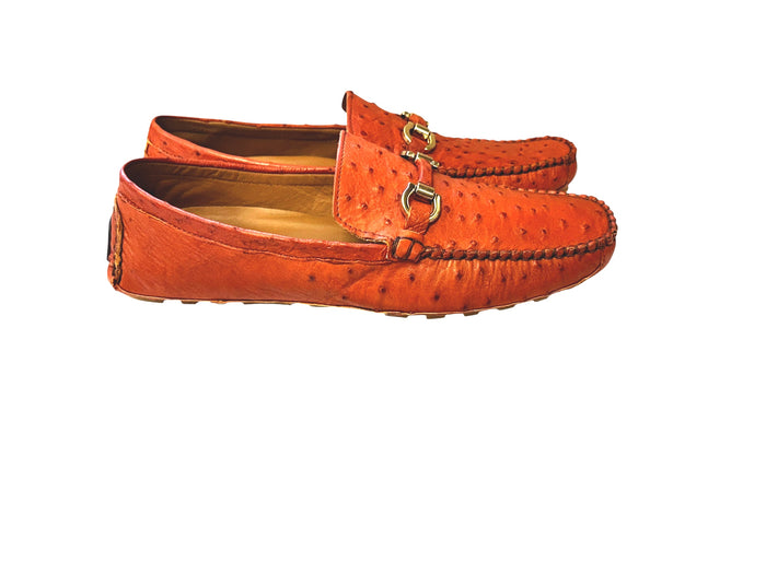 P014091 Palm Beach Genuine Ostrich Driver- Sport Rust