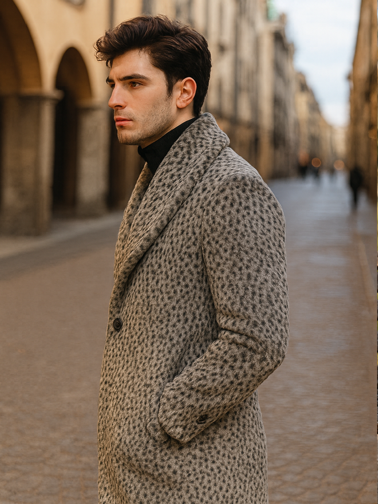 1920s Gangster Leopard Faux Fur Full Length Coat