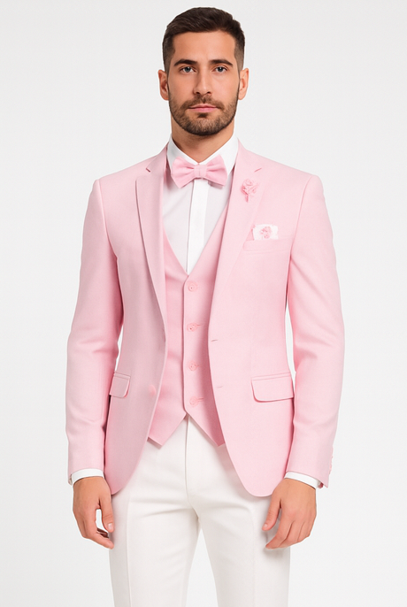 Pink and White Suit With White Pants