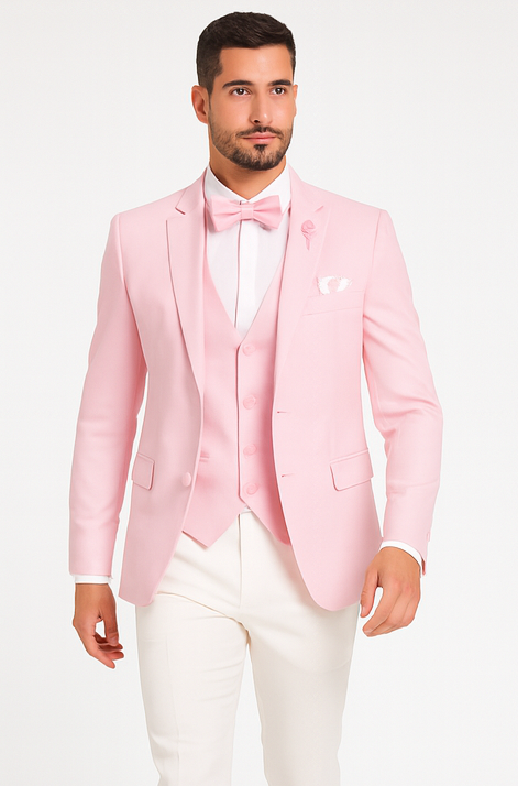 Pink and White Suit With White Pants