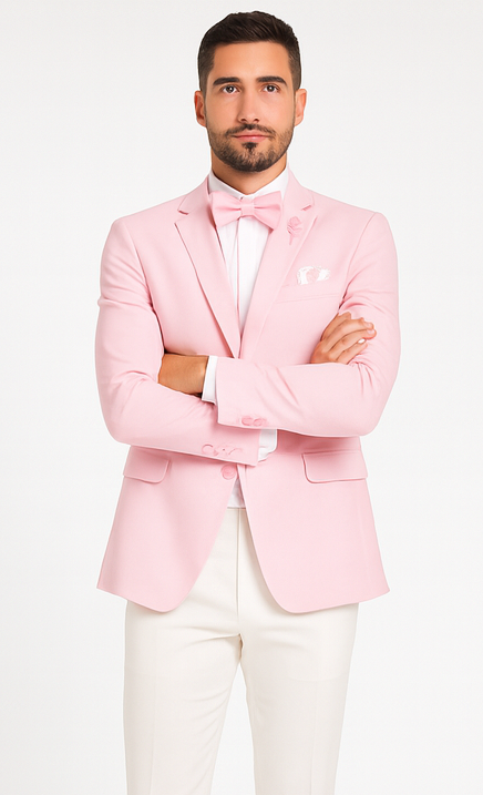 Pink and White Suit With White Pants