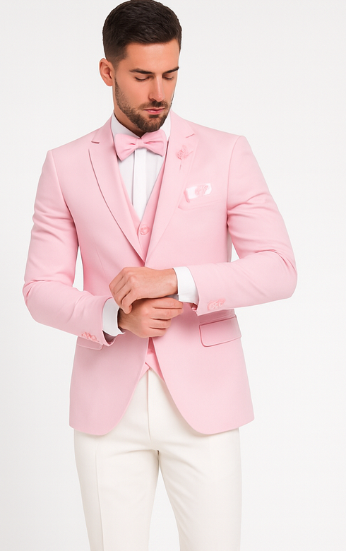 Pink and White Suit With White Pants