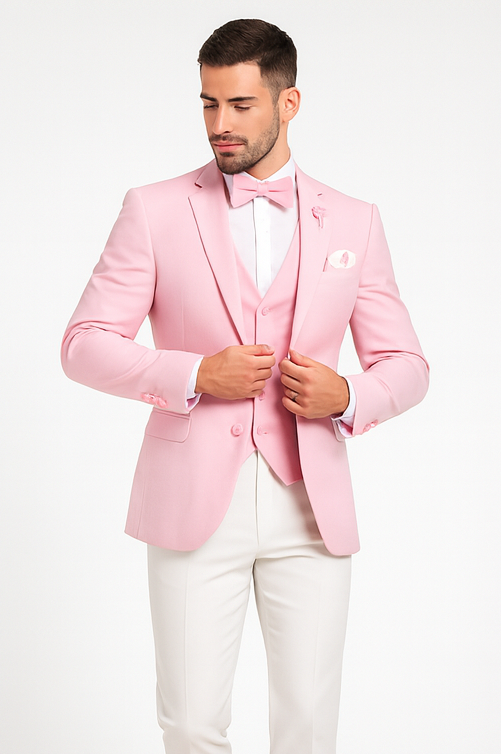 Pink and White Suit With White Pants