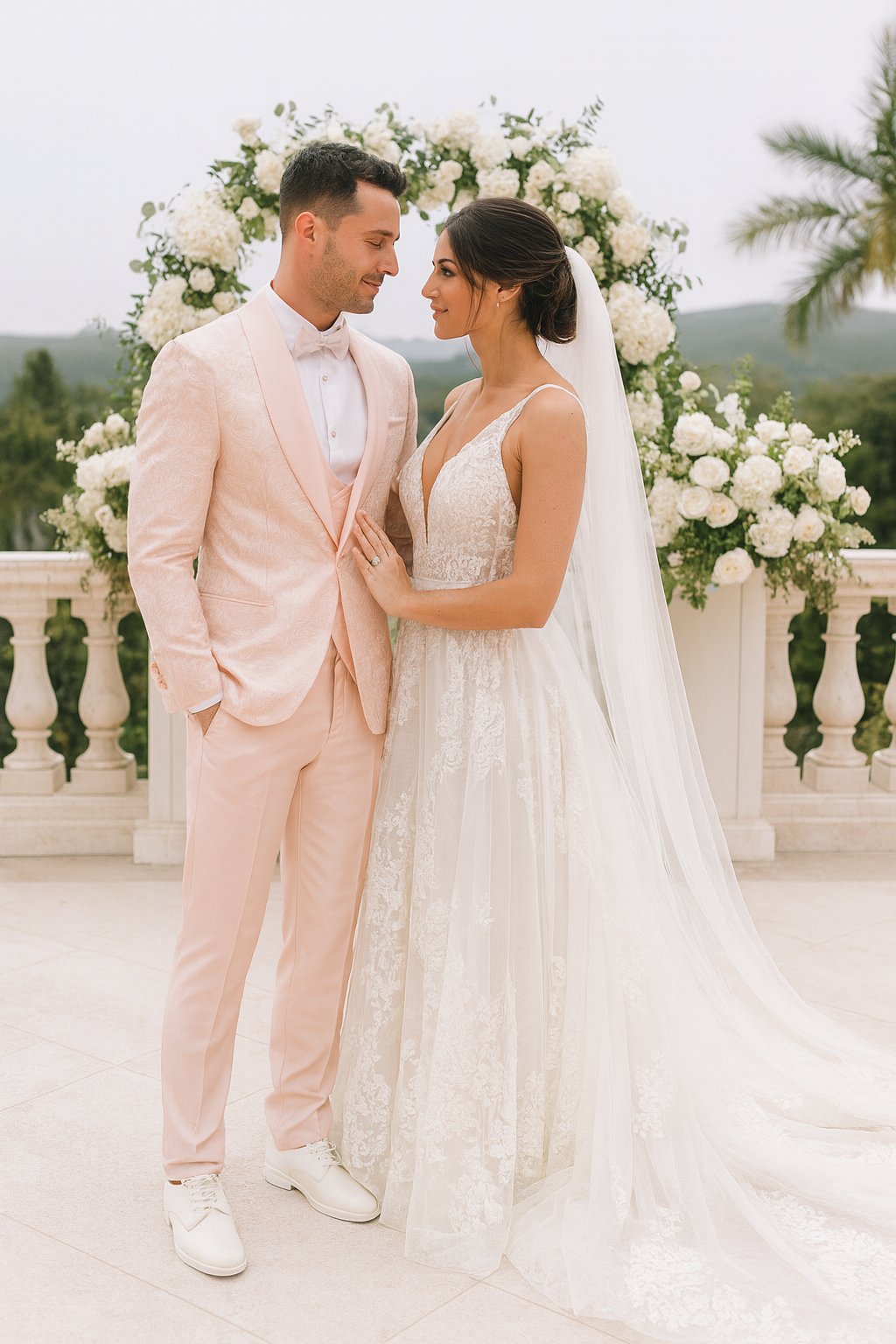 Pink Paisley Tuxedo with Shawl Lapel – 4 Piece Set