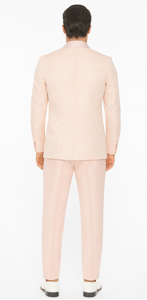 Pink Paisley Tuxedo with Shawl Lapel – 4 Piece Set