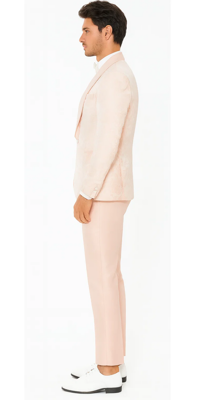 Pink Paisley Tuxedo with Shawl Lapel – 4 Piece Set