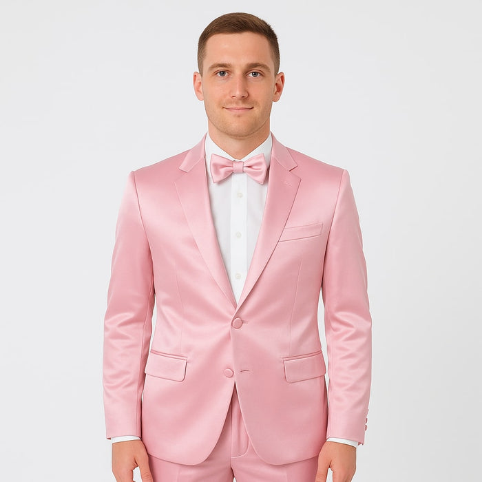 Pink Satin Tuxedo Set: 4-Piece Formalwear by Tazzio