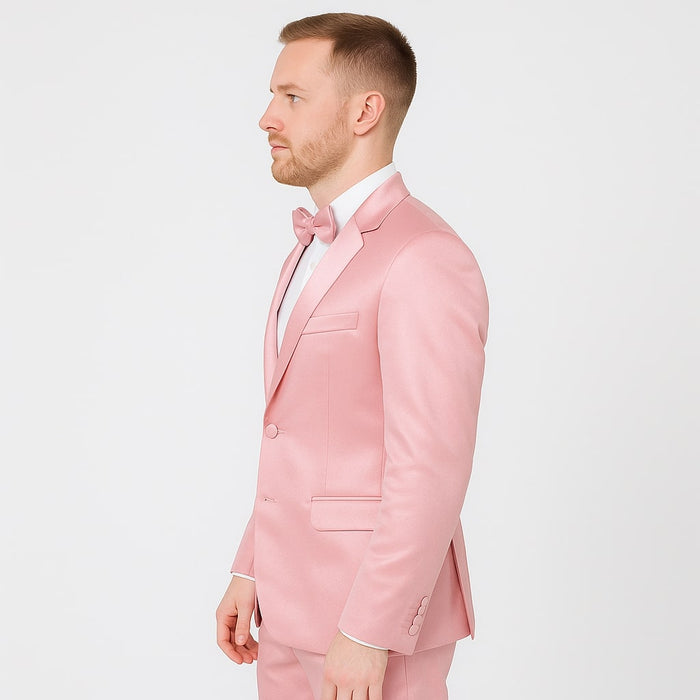 Pink Satin Tuxedo Set: 4-Piece Formalwear by Tazzio