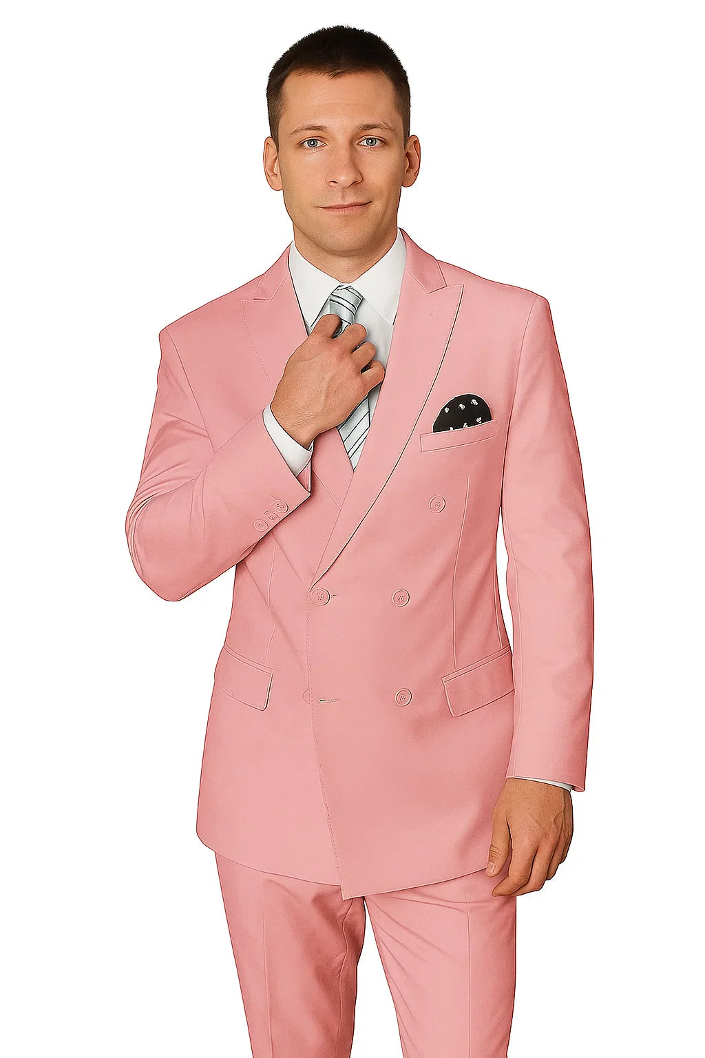 Men’s Double-Breasted Blush Wool Suit