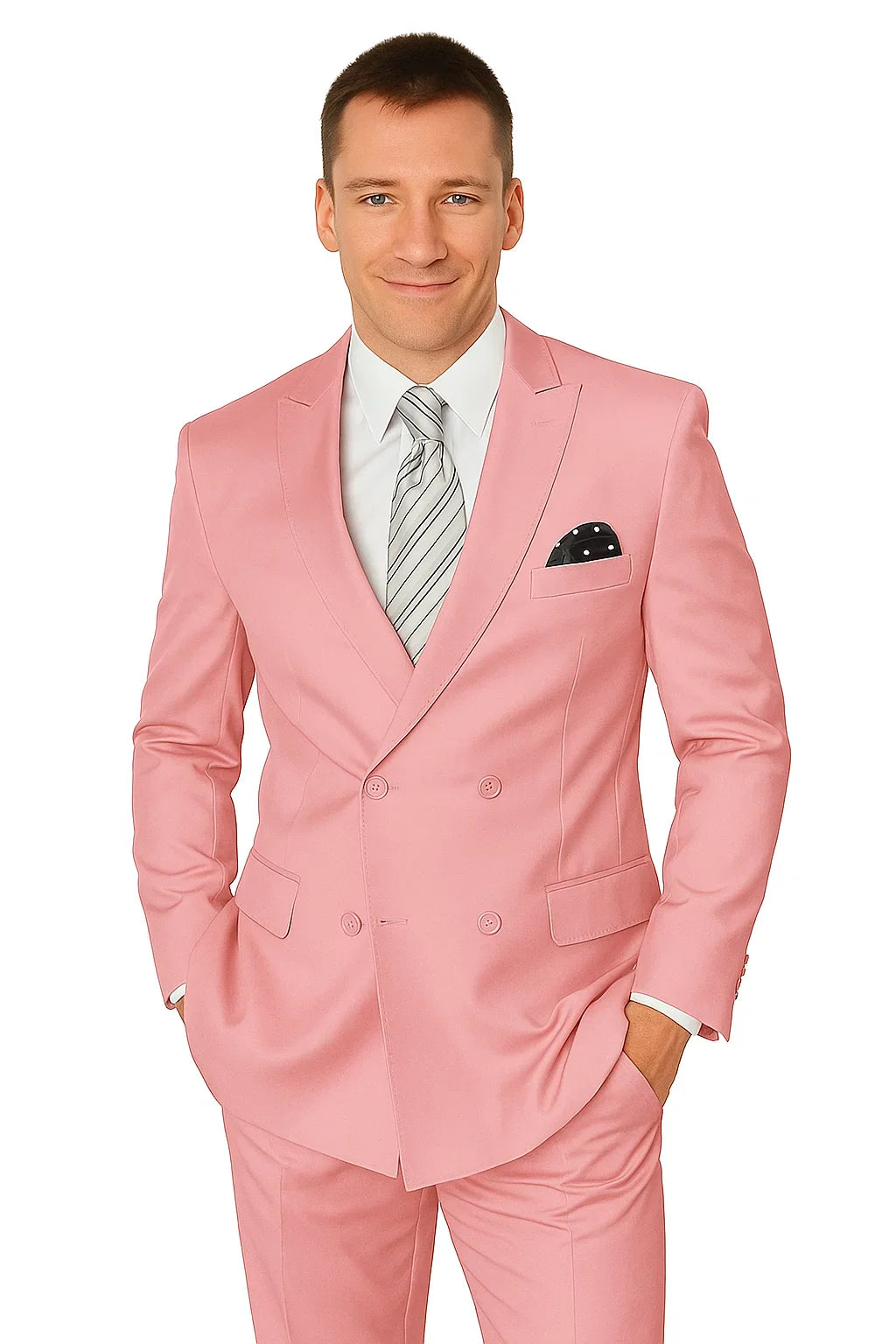 Men’s Double-Breasted Blush Wool Suit