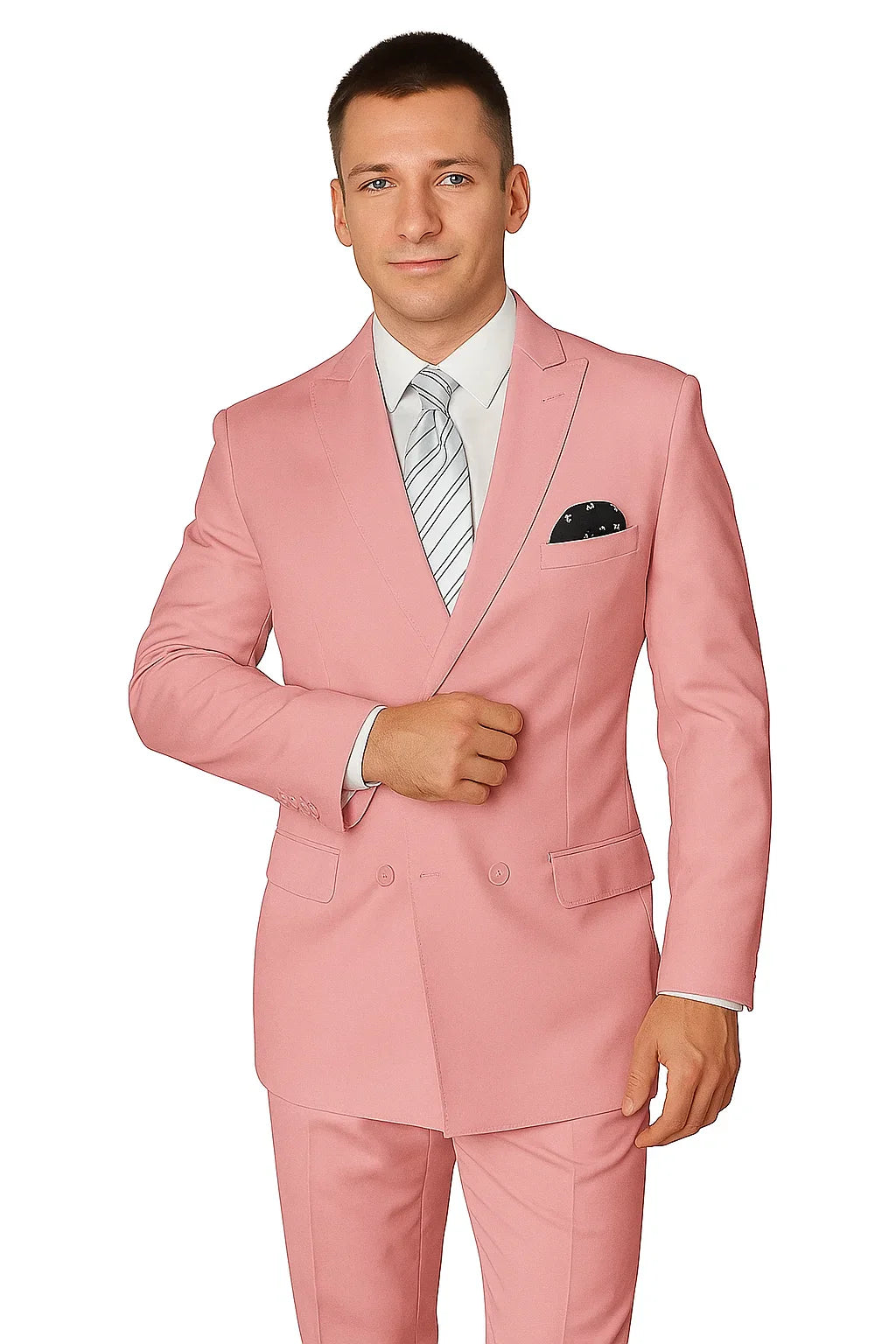 Men’s Double-Breasted Blush Wool Suit