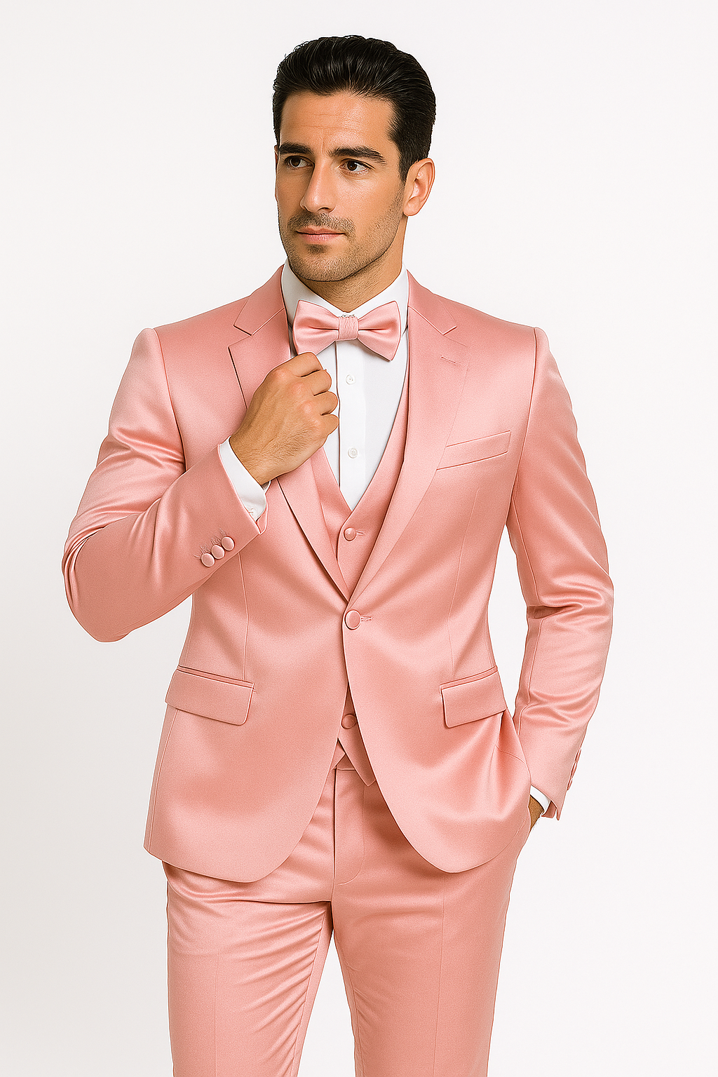 Elite Pink Satin Four-Piece Suit
