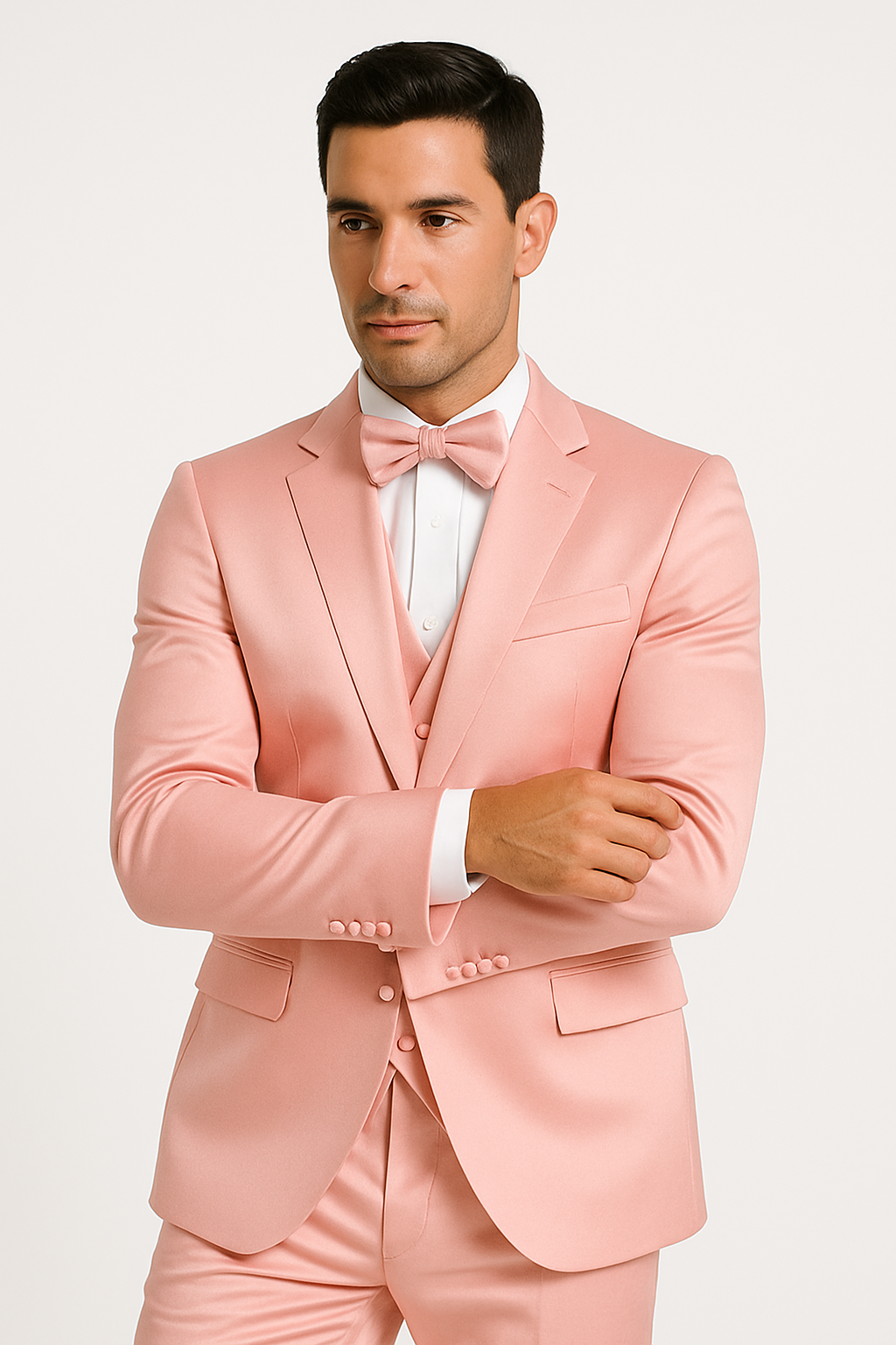 Elite Pink Satin Four-Piece Suit