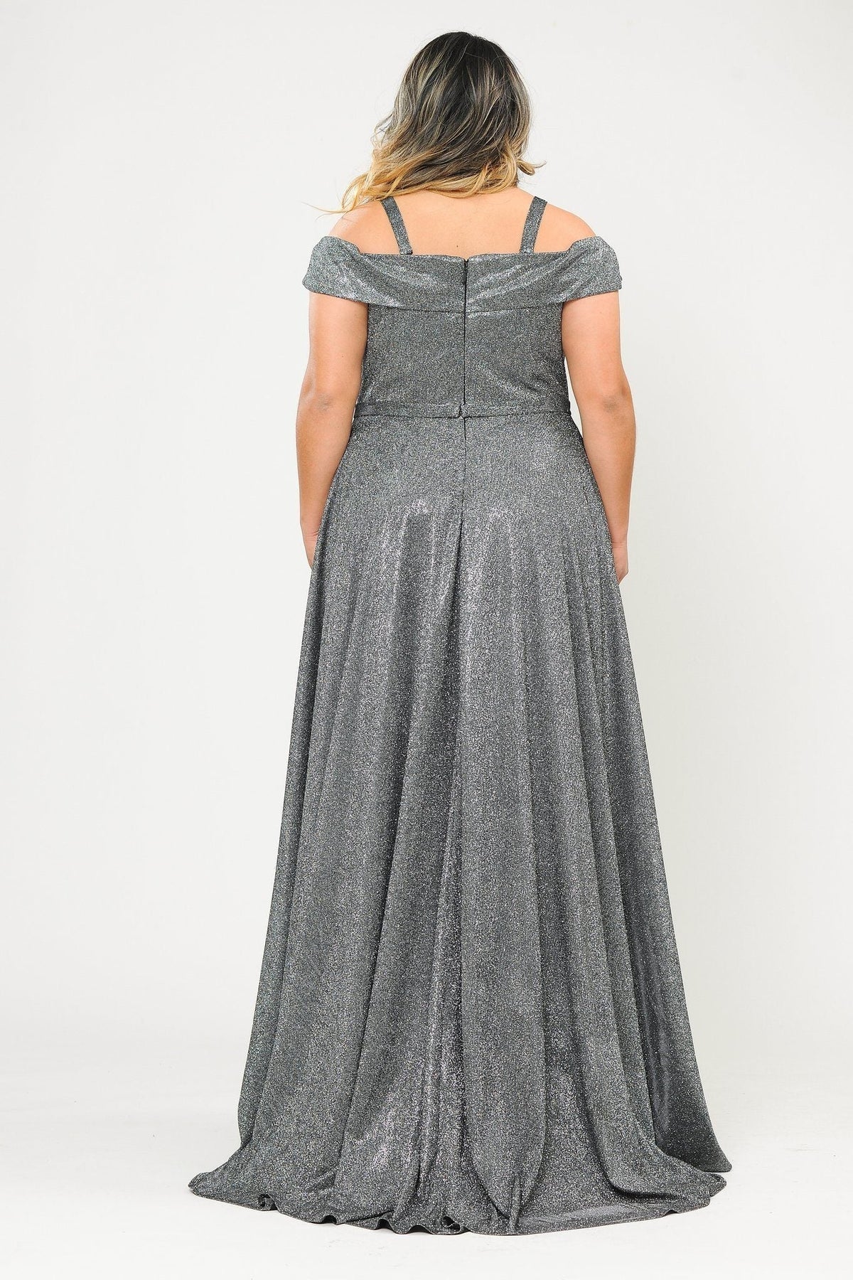 Poly USA W1060 Plus Size Long Off Shoulder Glitter Dress