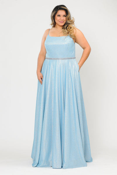 Poly USA W1038 Plus Size Long Square Neck Glitter Dress