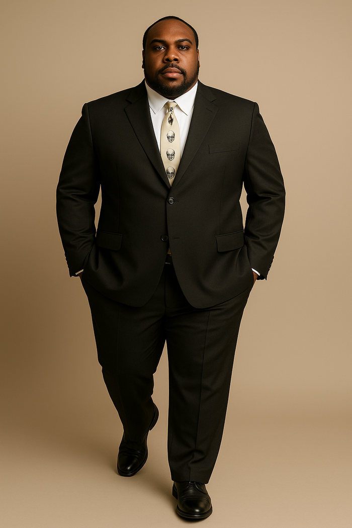 Suits For Big Man BIG & TALL CHARCOAL Discounted Sale Up to Size 82 SUIT HAND MADE - Color: Dark Grey Suit
