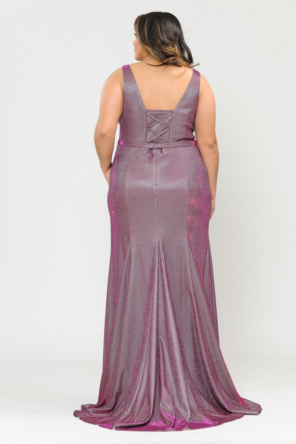 Poly USA W1086 Plus Size Metallic Glitter Mermaid Dress