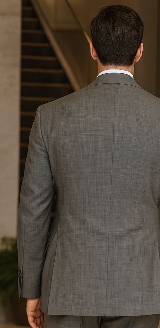 Apollo King Men's Charcoal Grey 2 Buttons Peak Lapel Side Vents Classic Business Suit