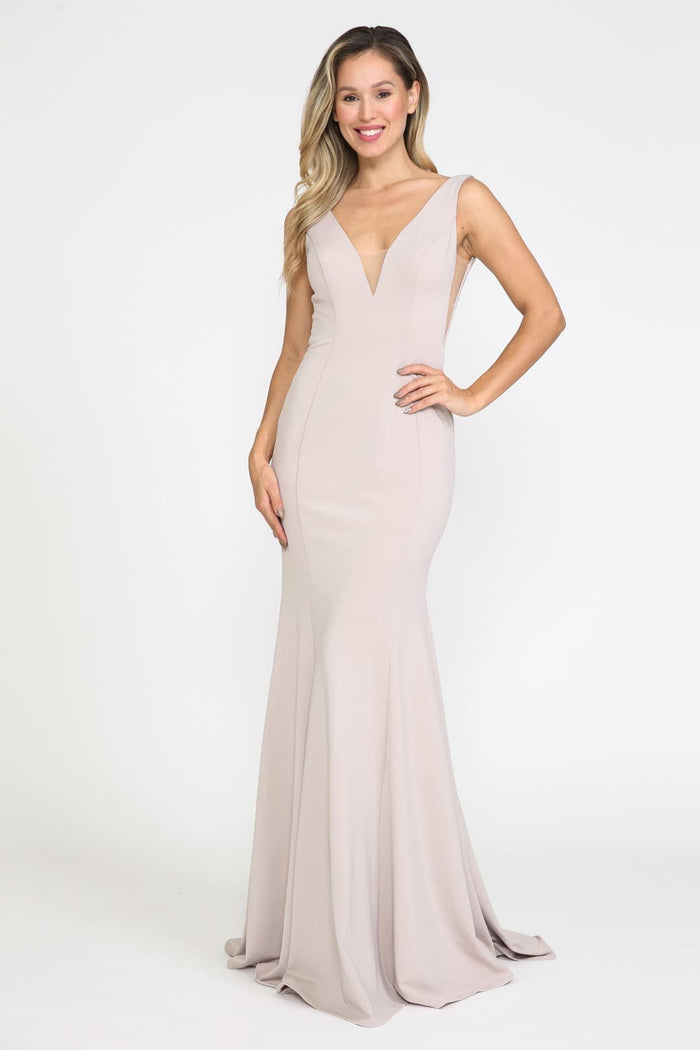 Poly USA 8158 Simple Evening V-Neck Mermaid Bridesmaids Dresses