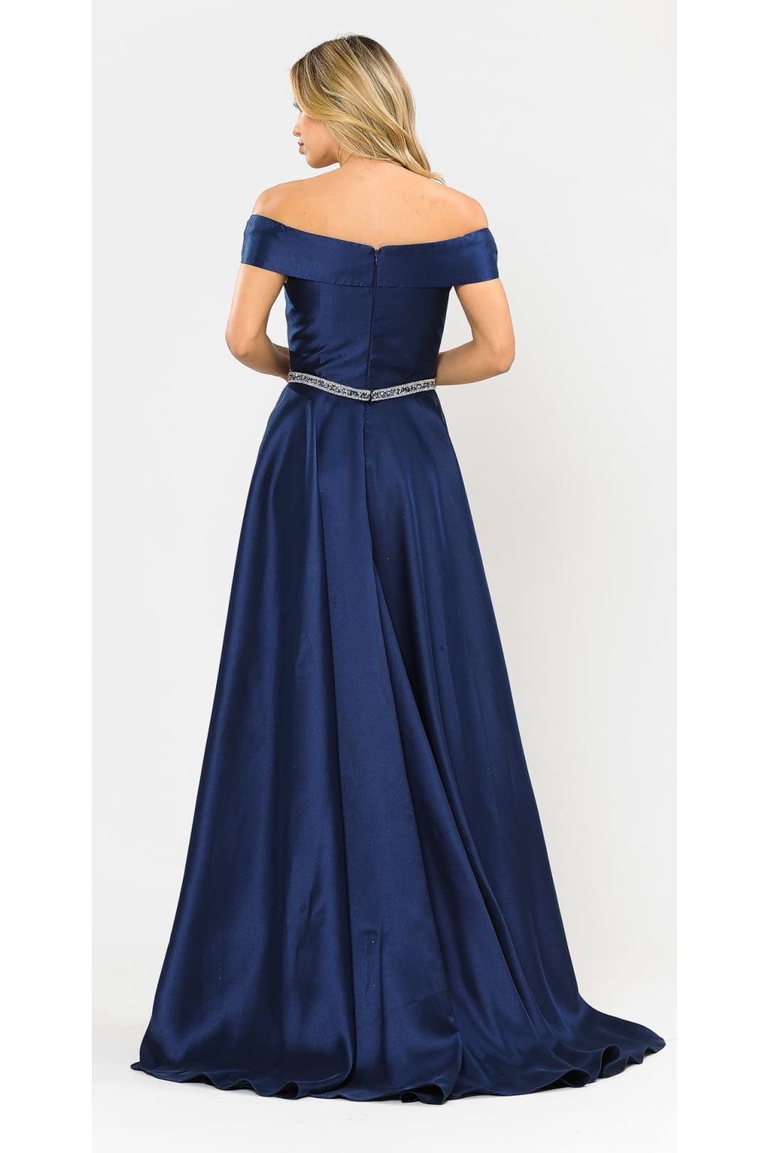 POLY USA 8680 Classy Off The Shoulder Mikado A-Line Bridesmaids Dress
