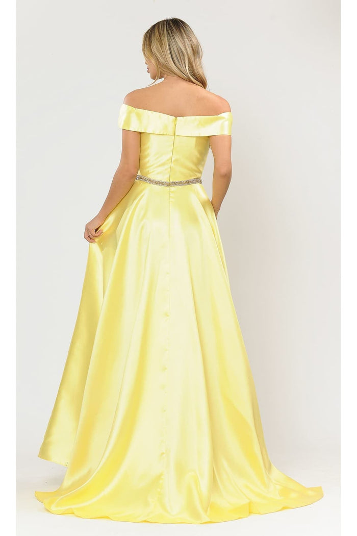 POLY USA 8680 Classy Off The Shoulder Mikado A-Line Bridesmaids Dress