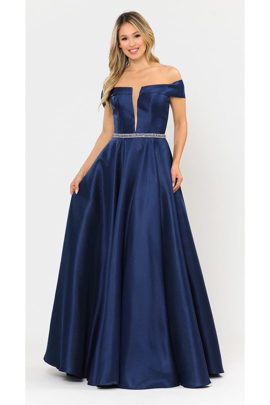 POLY USA 8680 Classy Off The Shoulder Mikado A-Line Bridesmaids Dress